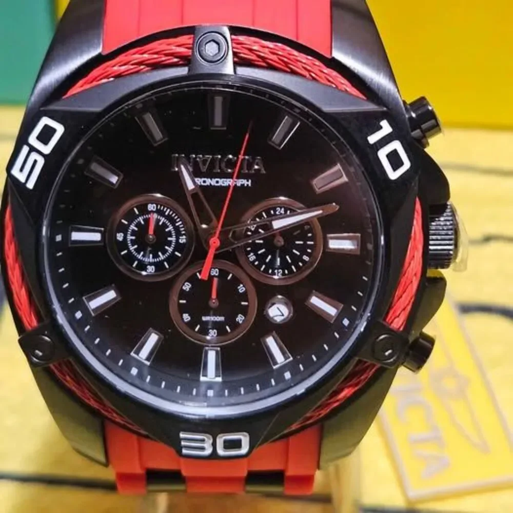Invicta Bolt Chronograph Red & Black Watch – Men’s 52mm